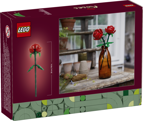 Lego 40460 Roses - Set de Fleurs à Construire, 2 Roses Rouges avec Tiges Ajustables, Compatible avec Tulipes 40461 et Bouquet 10280