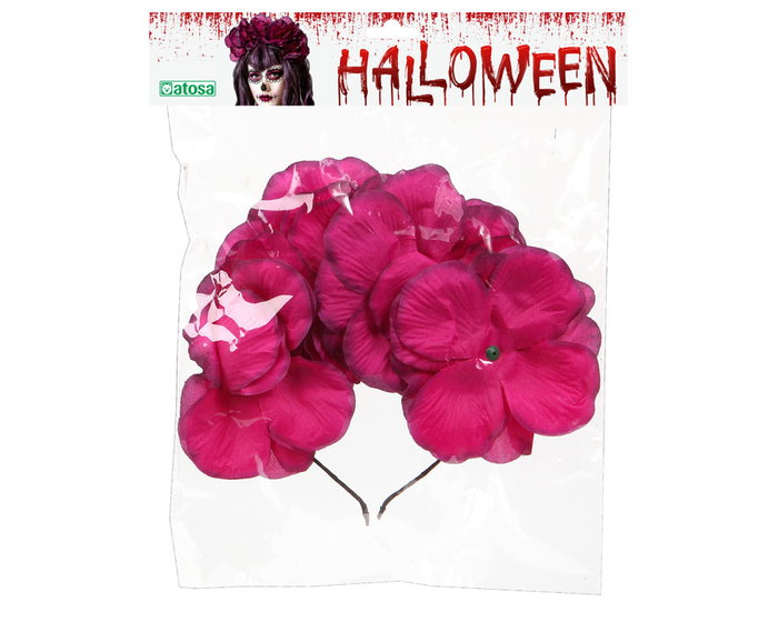 Diadème 25x20 cm pour costume Halloween avec Fleurs Violet Grenat - Idéal pour Catrina, Esprit Floral ou Personnage Théâtral