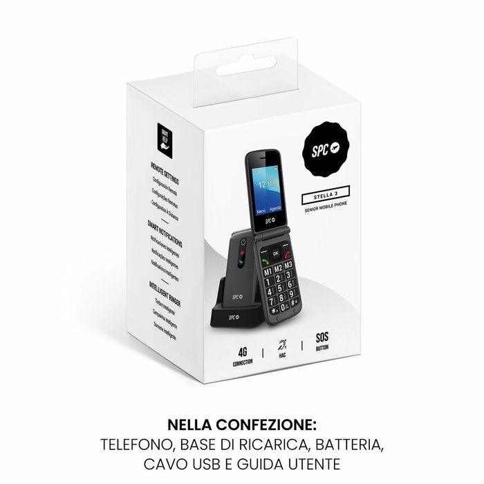 Téléphone portable pour personnes âgées SPC Stella 3 Noir Gris 128 GB 128 MB 2,4"