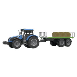 TACHAN Tracteur bleu avec remorque 1:32