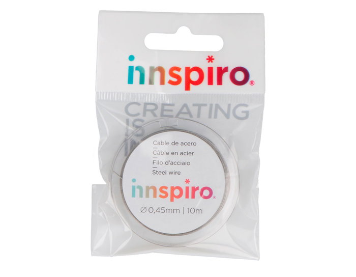 Innspiro Câble en acier argenté 0,45 mm, 10 m
