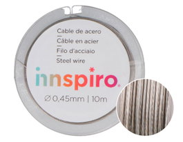 Innspiro Câble en acier argenté 0,45 mm, 10 m