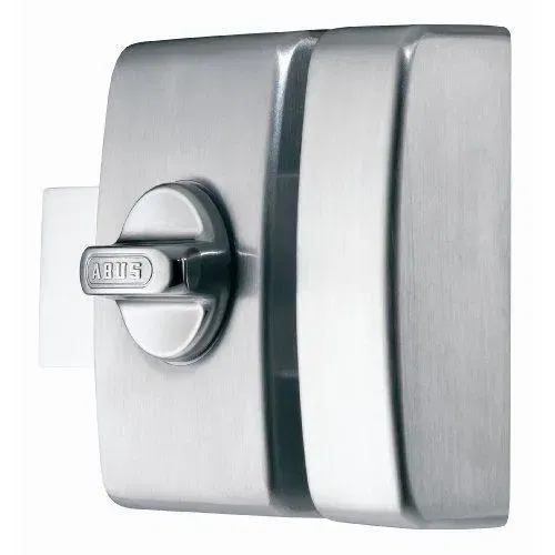 Abus V83 CB45 F9 C - Verrou de porte V83 à cylindre et bouton, entraxe 40x70 mm, satiné chrome