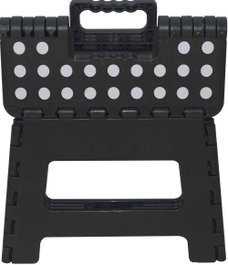 Marbueno Tabouret Pliable Escabeau Plastique Noir 33x26x27 cm pour Cuisine, Salle de Bain ou Extérieur