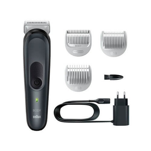 Braun BG3340 Bodygromer SkinShield Tondeuse Corps Homme Rasoir Poils Axilles Poitrine Jambes Rechargeable Noir