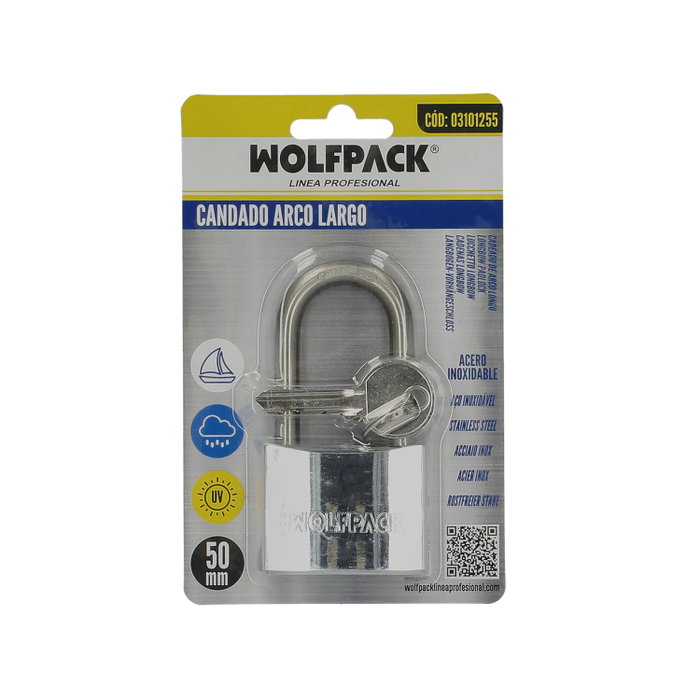 WOLFPACK LINEA PROFESIONAL Cadenas Inoxidable Arco Largo 50mm
