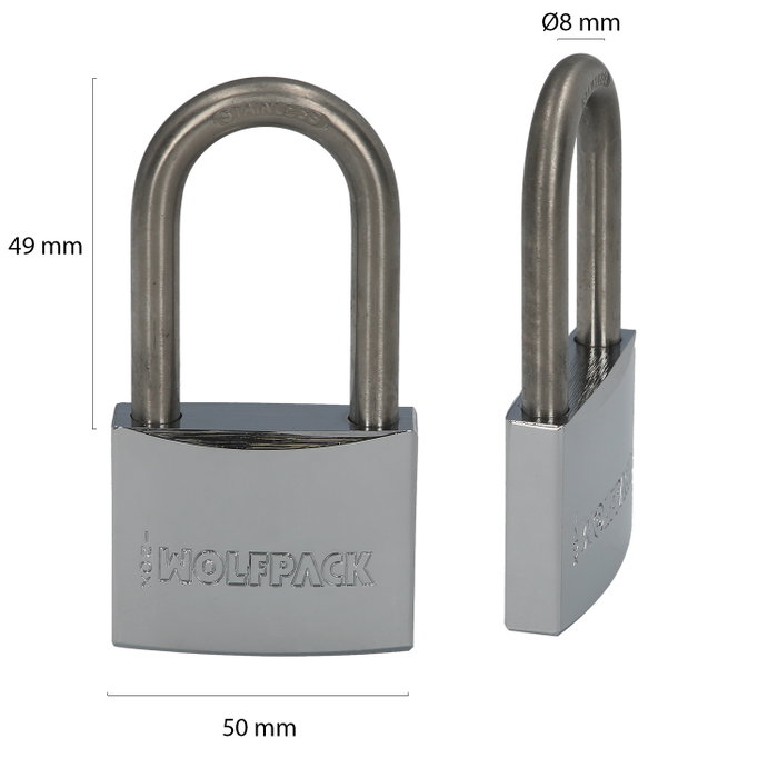 WOLFPACK LINEA PROFESIONAL Cadenas Inoxidable Arco Largo 50mm