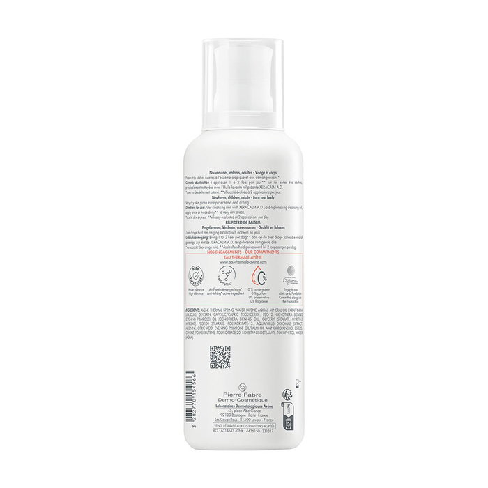 Avène XERACALM AD Baume Relipidant 400 ml pour Peaux Sèches, Atopiques et Démangeaisons