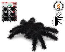 Atosa Lot de 6 araignées décoratives noires 8x6 cm pour Halloween