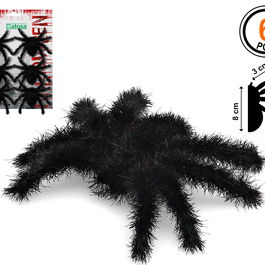 Pack de 6 Araignées Décoratives Noires de 8x6 cm pour Fête d'Halloween et Décoration Effrayante, Accessoire Incontournable pour Ambiance Ténébreuse