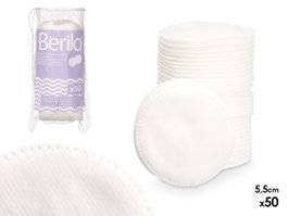 Berilo Lot de 50 disques démaquillants en coton blanc 5,5 cm