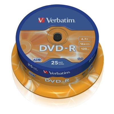 Verbatim DVD-R 4,7 Go 16x, Pack de 25 unités, Argent mat