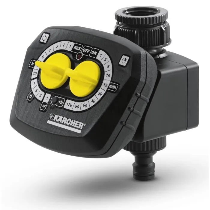 Karcher Programmateur d'arrosage WT 4000 - Programmable, Démarré Différé jusqu'à 12h, Design Intelligent 90° pour Robinets d'Accès Difficile