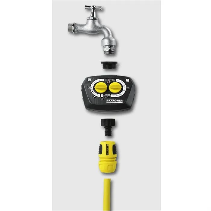 Karcher Programmateur d'arrosage WT 4000 - Programmable, Démarré Différé jusqu'à 12h, Design Intelligent 90° pour Robinets d'Accès Difficile