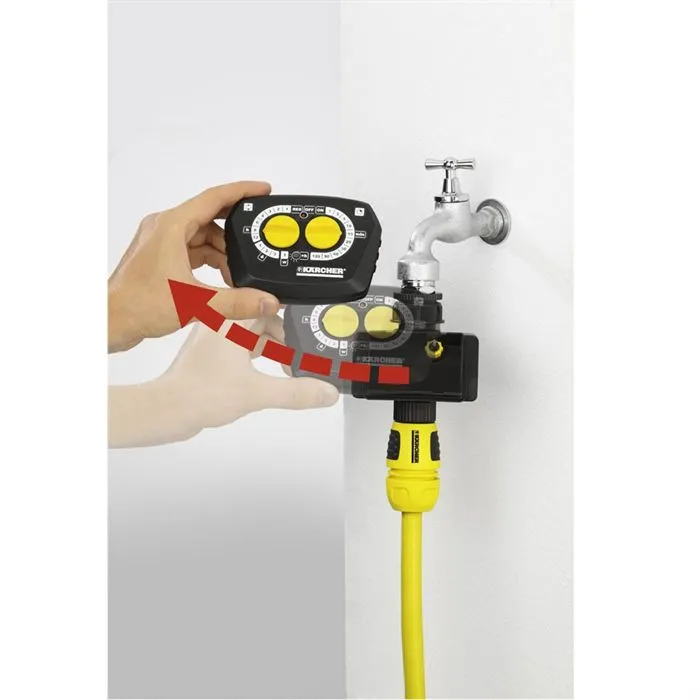 Karcher Programmateur d'arrosage WT 4000 - Programmable, Démarré Différé jusqu'à 12h, Design Intelligent 90° pour Robinets d'Accès Difficile