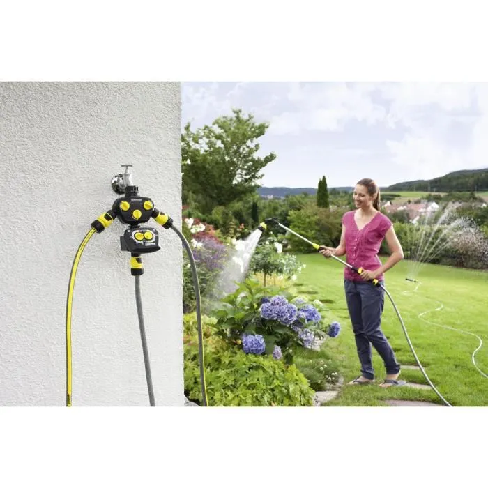 Karcher Programmateur d'arrosage WT 4000 - Programmable, Démarré Différé jusqu'à 12h, Design Intelligent 90° pour Robinets d'Accès Difficile