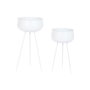 Cache-pot Home ESPRIT Blanc Métal Urbaine 34 x 34 x 70 cm (2 Pièces)