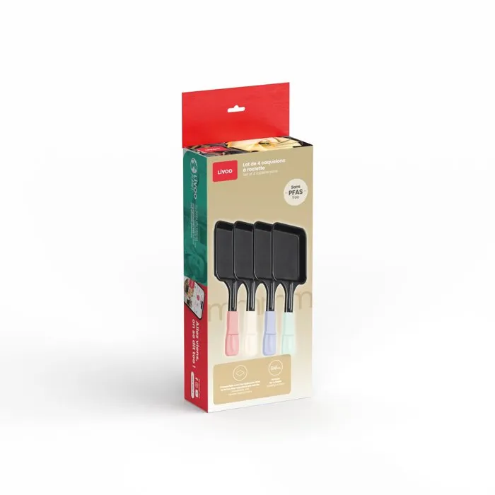 Livoo Lot de 4 caquelons à raclette 8 x 8 cm sans PFAS