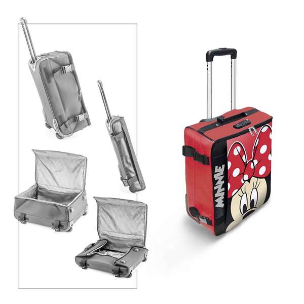 Karactermania Maleta de cabina plegable Minnie Mouse Curious - Valise cabine pliable Minnie Mouse, 2 roues, polyester, dimensions 35 x 20 x 55 cm (format cabine)