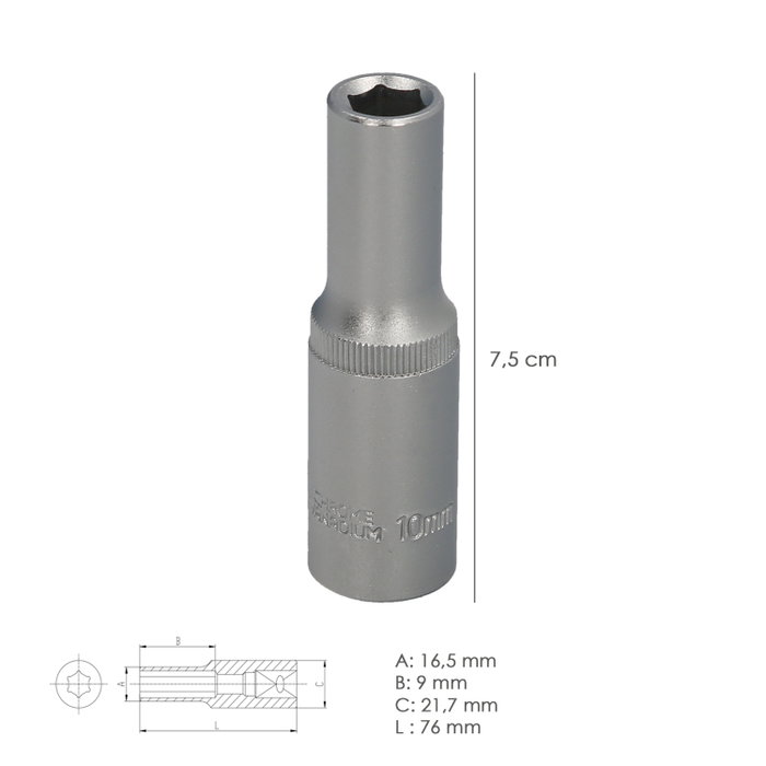 WOLFPACK LINEA PROFESIONAL Clé à douille hexagonale longue 10 mm 1/2 pol.