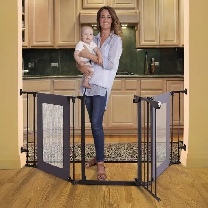 Dreambaby Denver Barrière de Sécurité Adapta-gate - 3 Panneaux Modulaires (85.5-200 x 74 cm) - Bidirectionnel, Noire - Idéale Escaliers et Animaux Dreambaby Denver Barrière de Sécurité Adapta-gate - 3 Panneaux Modulaires (85.5-200 x 74 cm) - Bidirectionnel, Noire - Idéale Escaliers et Animaux