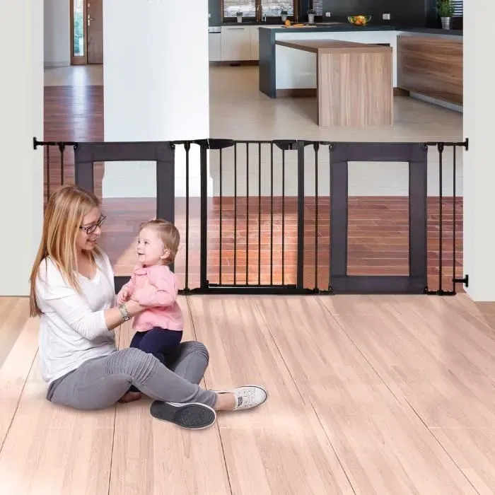 Dreambaby Denver Barrière de Sécurité Adapta-gate - 3 Panneaux Modulaires (85.5-200 x 74 cm) - Bidirectionnel, Noire - Idéale Escaliers et Animaux Dreambaby Denver Barrière de Sécurité Adapta-gate - 3 Panneaux Modulaires (85.5-200 x 74 cm) - Bidirectionnel, Noire - Idéale Escaliers et Animaux