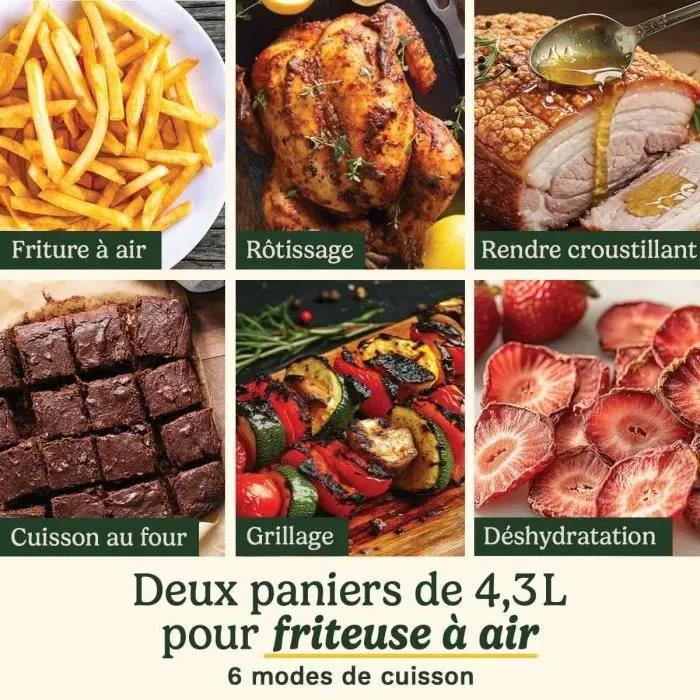 Cuisinart Airfryer AFT13XSSE - Friteuse sans huile, 13,6 L, 3 zones de cuisson (double cuves + tiroir), revêtement céramique sans PFAS, Noir/Inox, 2400W