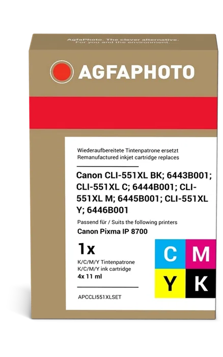 AgfaPhoto Multipack CLI-551XL Noir, Cyan, Magenta, Jaune AgfaPhoto Multipack CLI-551XL Noir, Cyan, Magenta, Jaune