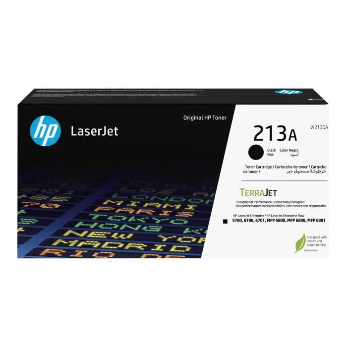 HP Cartouche de Toner Noire Originale 213A (W2130A) pour LaserJet Enterprise 5700, 6700, MFP 5800, 6800, 6801 HP Cartouche de Toner Noire Originale 213A (W2130A) pour LaserJet Enterprise 5700, 6700, MFP 5800, 6800, 6801