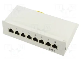 GOOBAY Panneau de brassage Cat 6 RJ45 8 ports 1U gris