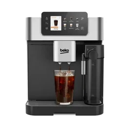 Beko CEG7348X - Machine à café automatique avec broyeur intégré, carafe à lait, 1350W, 2L, écran tactile, noir/argent