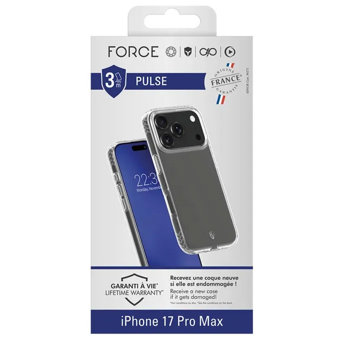 Force Case Coque FC Pulse pour iPhone 17 Pro Max - Coque de protection transparente premium compatible MagSafe - Élégante et fiable