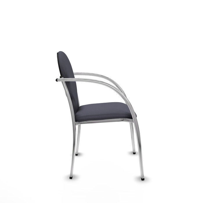 Silla Hellín tapizada con Tela color Gris oscuro. Brazos fijos