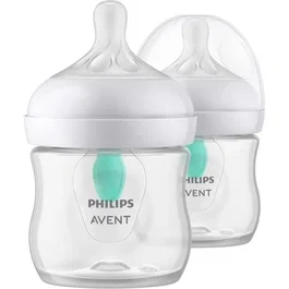 Philips Avent Natural 3.0 - Lot de 2 biberons 125 ml anti-colique avec tétine AirFree imitant le sein, blanc