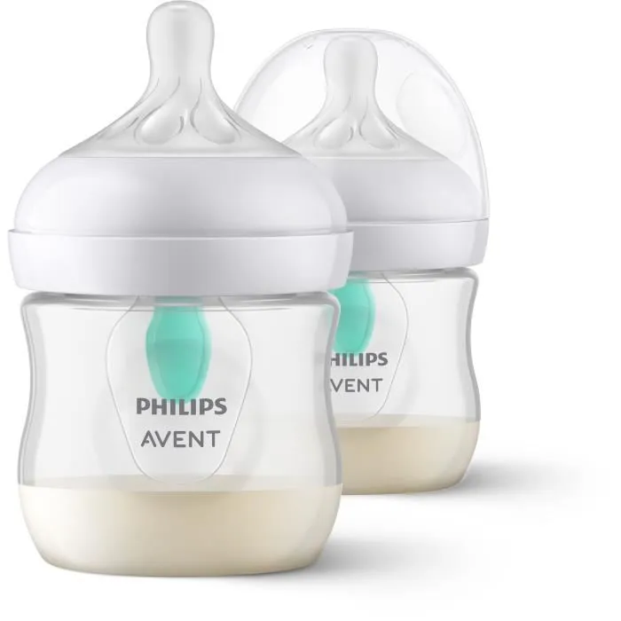 Philips Avent Natural 3.0 - Lot de 2 biberons 125 ml anti-colique avec tétine AirFree imitant le sein, blanc Philips Avent Natural 3.0 - Lot de 2 biberons 125 ml anti-colique avec tétine AirFree imitant le sein, blanc