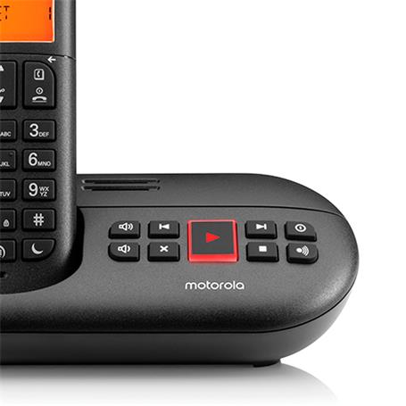 Motorola E211 Téléphone DECT sans fil avec répondeur, blocage d'appels et écran LCD rétroéclairé ambré