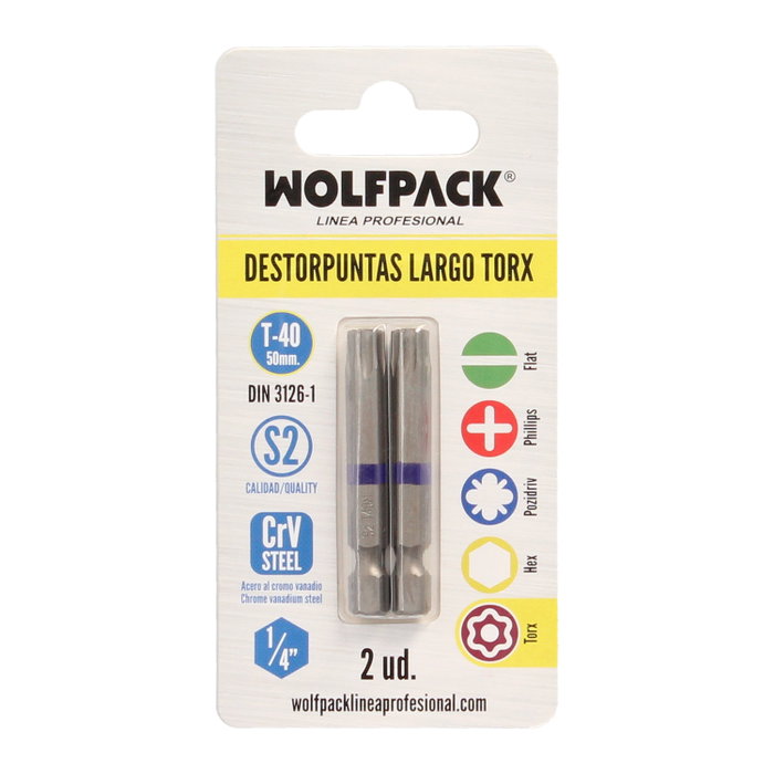 WOLFPACK LINEA PROFESIONAL Embout pour vis long Torx T-40