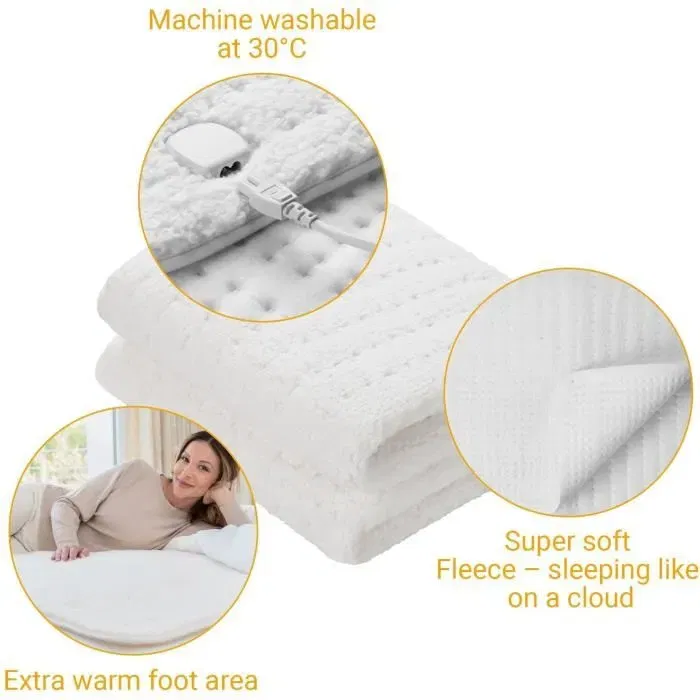 Medisana HU 672 - Surmatelas chauffant moelleux en polaire - Chauffe-lit - 4 niveaux, 3 minuteries, arrêt automatique, lavable
