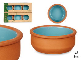LA DEHESA Set de 6 caçaroles en terre cuite bleu 8 cm