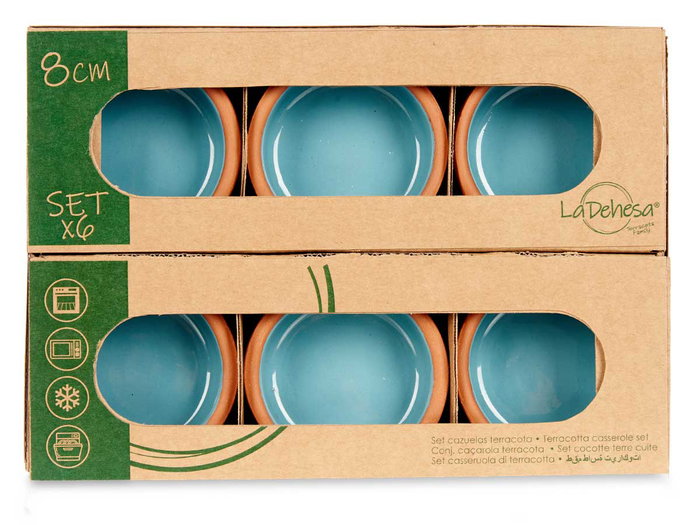 La Dehesa Set de 6 Cazuelas en Barro 8 cm Couleur Bleu (Set de 10)