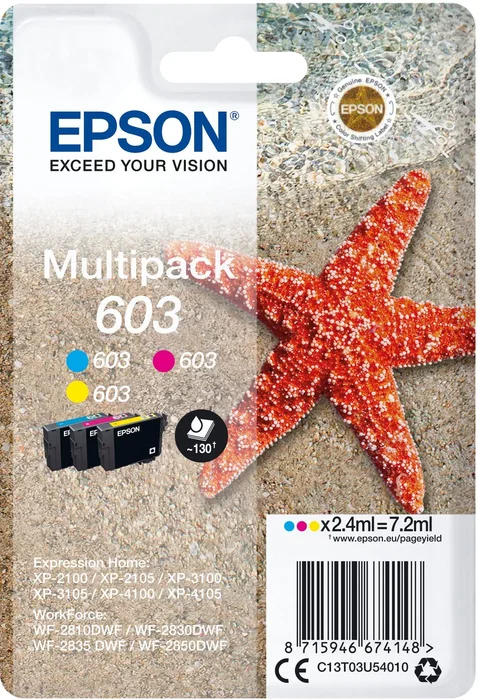Epson Multipack 603 - Cartouches d'encre 3 couleurs pour imprimantes à jet d'encre - Économies et impressions nettes Epson Multipack 603 - Cartouches d'encre 3 couleurs pour imprimantes à jet d'encre - Économies et impressions nettes