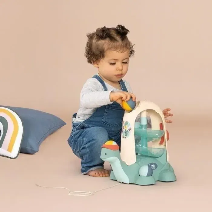 Smoby Tortue à balles 2 en 1 - Jouet à tirer et circuit de balles avec 2 balles incluses - Développe la motricité fine - Dès 12 mois - Fabriqué en France