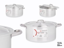 Kinvara Casserole Aluminium 32 cm 12,5 L - Argent, Compatible Gaz/Four/Lave-vaisselle (Set de 3)