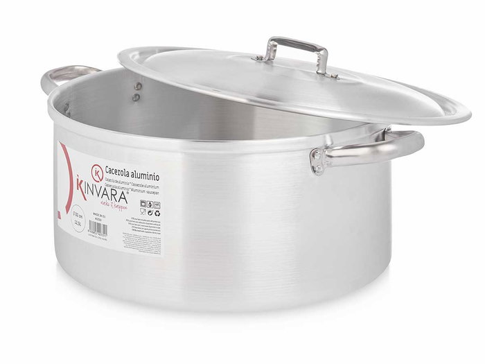 Kinvara Casserole Aluminium 32 cm 12,5 L - Argent, Compatible Gaz/Four/Lave-vaisselle (Set de 3)