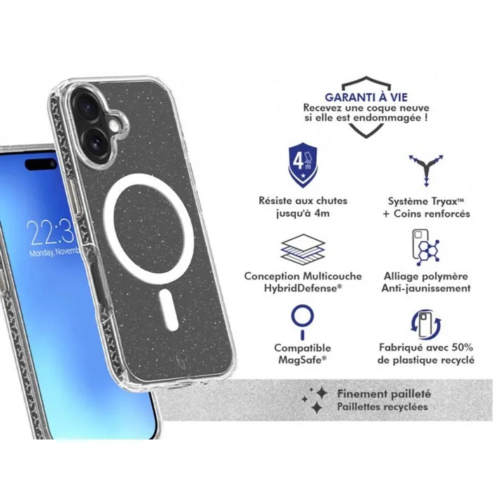 Force Case Coque FC Air Xtrem MagSafe pour iPhone 17 - Protection premium recyclée à paillettes