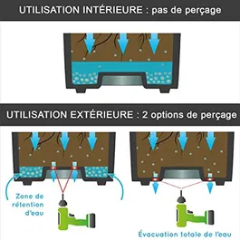 Eda Pot de Fleurs Rond Toscane - 43 L - Ø 47,5 x H 40 cm - Gris Anthracite - Intérieur/Extérieur - Résistant aux Intempéries et Anti-UV