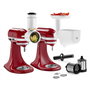KitchenAid 5KSM2FPPC Pack de 3 accessoires pour robot - Hachoir, blender et râpe avec poussoir et rangement