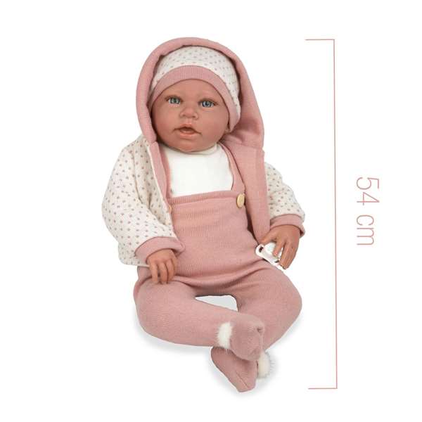 Muñecas Arias Muñeca Elegance 54 cm Anuk Rosa - Poupée poids en vinyle et coton - En espagnol