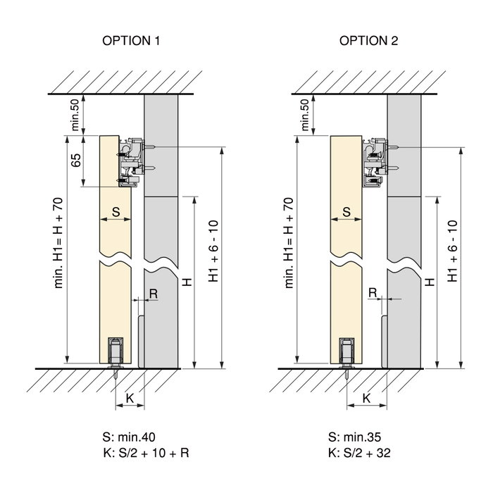 Emuca Kit de quincaillerie pour porte coulissante en bois Wall à fermeture souple, Acier et Aluminium et Plastique Emuca Kit de quincaillerie pour porte coulissante en bois Wall à fermeture souple, Acier et Aluminium et Plastique