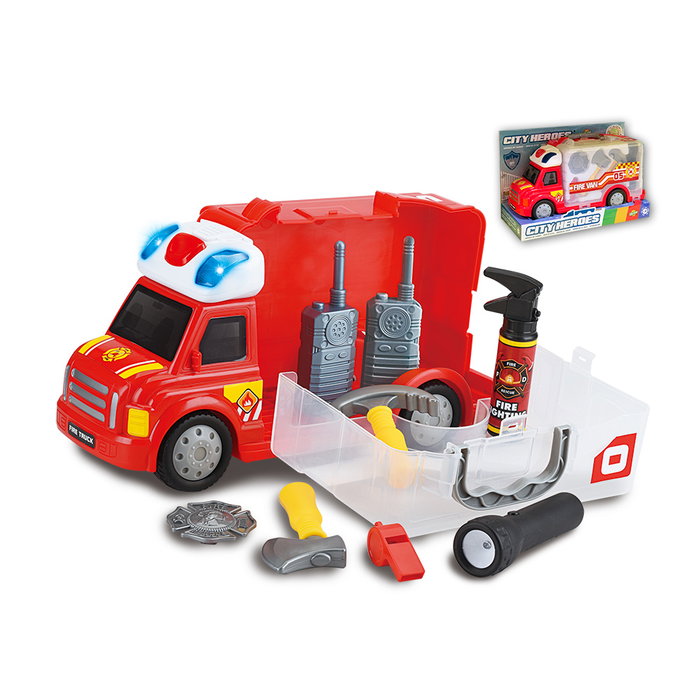 Tachan Camion de Pompier avec Équipement de Secours - Valise de 8 Accessoires, Sons et Lumières - Jeu d'Imitation pour Enfants Tachan Camion de Pompier avec Équipement de Secours - Valise de 8 Accessoires, Sons et Lumières - Jeu d'Imitation pour Enfants